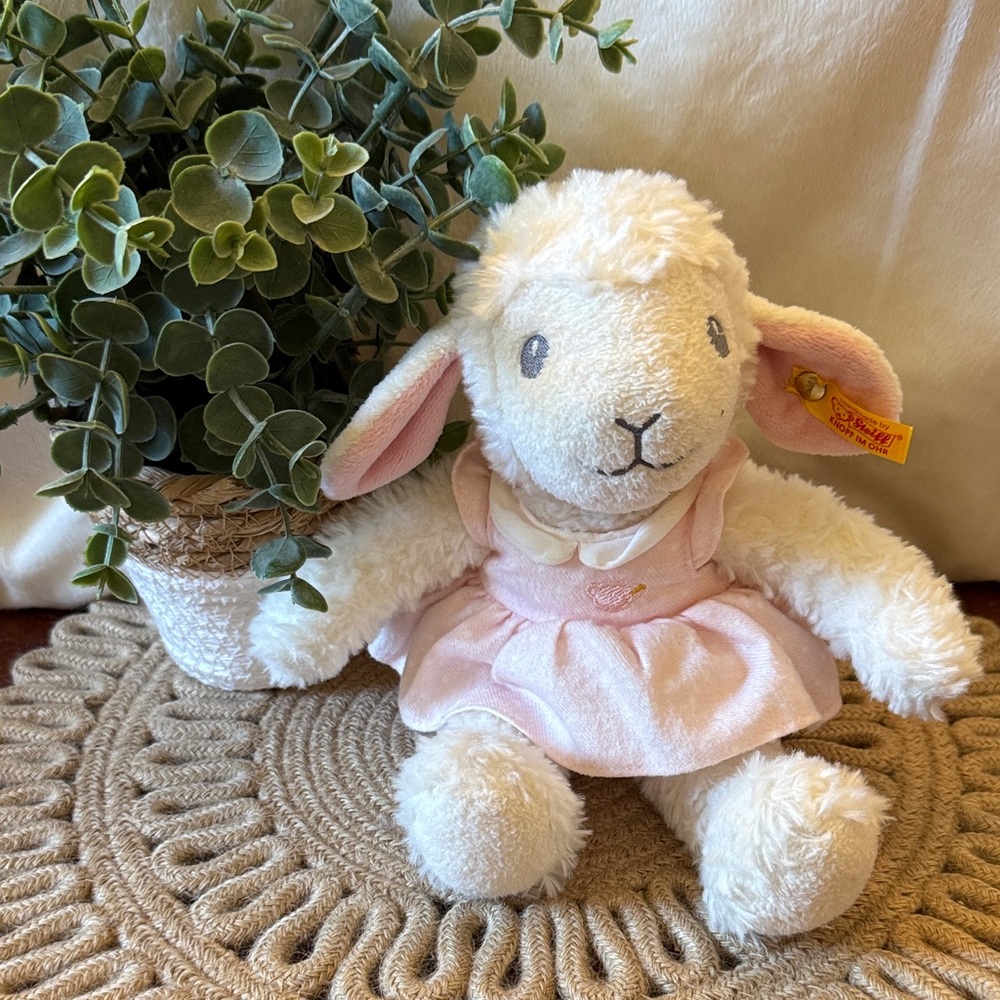 Steiff Lamb Plush Toy in Pink Dress